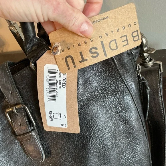 NWT Bed Stu Leather Mildred Tote Shoulder Crossbody Bag Black DD Retail $ 325